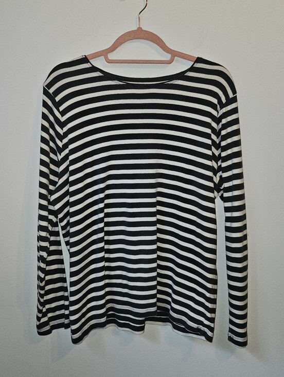 C J Banks Tops - c j banks Striped Long Sleeve Tee 100% Cotton Gray White 1X